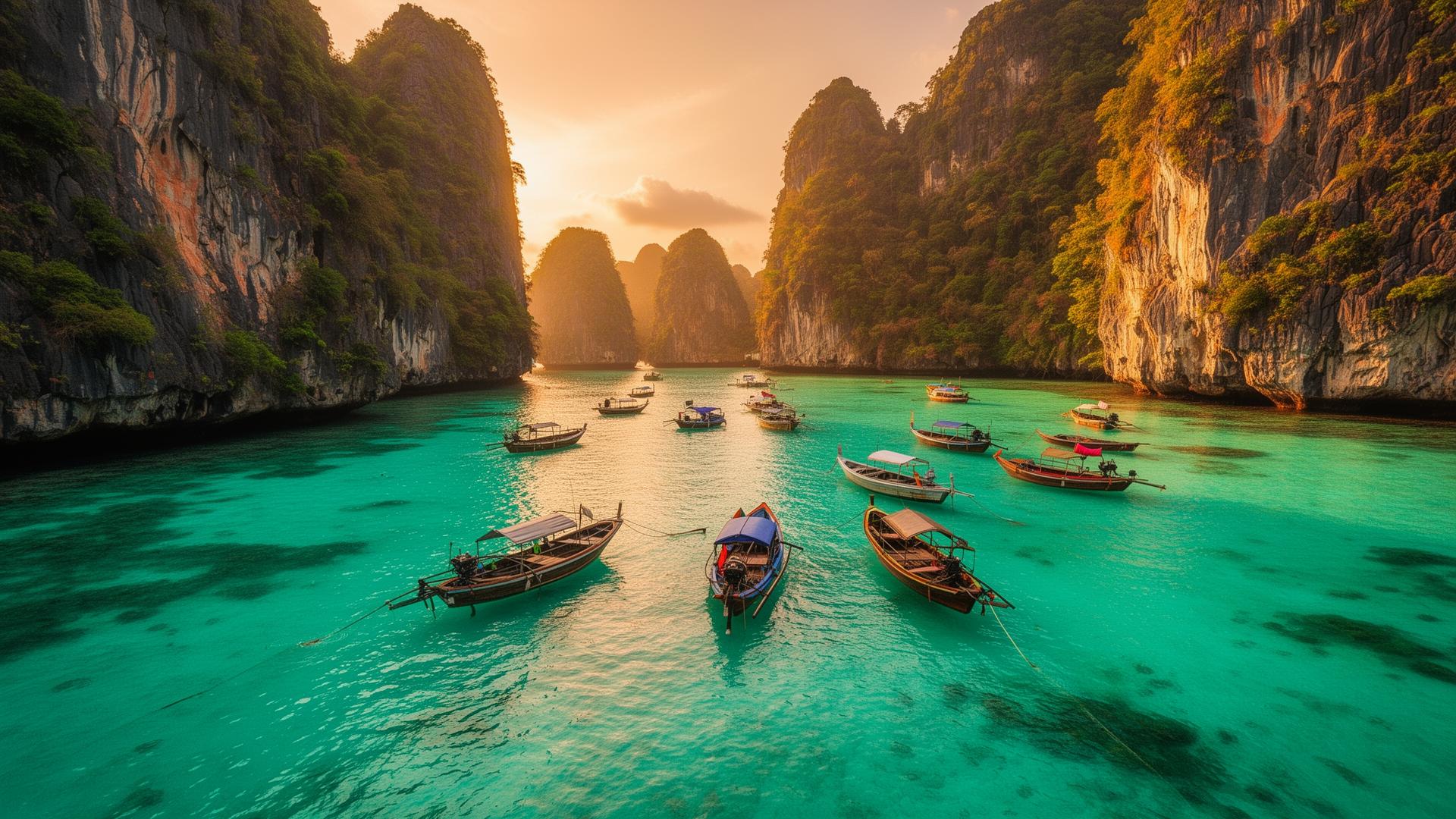 Lagoon at sunset with traditional boats — discover trips with expert coordinators